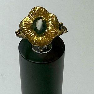 New Real Sapphire Gold plated over 925 SS Ring